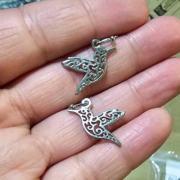 Any 4/$25! Silver Filagree Bird Drop Earrings - Picture 2 of 5